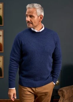 Kinnadie Supersoft Shetland Indigo Jumper - Regular Fit -Elegant Wear World alan paine knitwear aw25 108