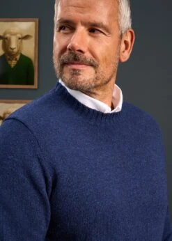 Kinnadie Supersoft Shetland Indigo Jumper - Regular Fit -Elegant Wear World alan paine knitwear aw25 109