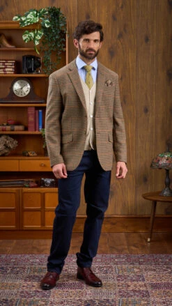 Men's Geelong Lambswool Cardigan In Natural - Classic Fit -Elegant Wear World alan paine 3305 studio0671