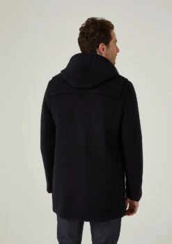 Alcombey Check Back Duffle Coat In Navy -Elegant Wear World alcombey men s check back duffle caot navy 6
