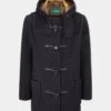 Alcombey Check Back Duffle Coat In Navy -Elegant Wear World ap alcombey mens navy