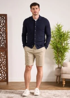 Medstead Men's Long Sleeve Shirt In Dark Navy -Elegant Wear World ap m 196u01 dark navy 5