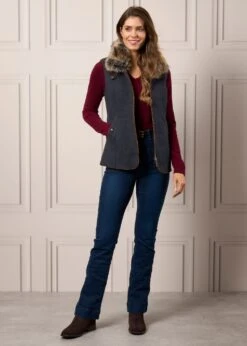 Surrey Ladies Tweed Gilet In Blue -Elegant Wear World ap prduct studio images s4 aw24 65