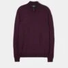 Barton Merino Wool 1/4 Zip Mock Jumper In Black Grape - Regular Fit -Elegant Wear World barton mens merino wool quater zip mock jumper black grape 1