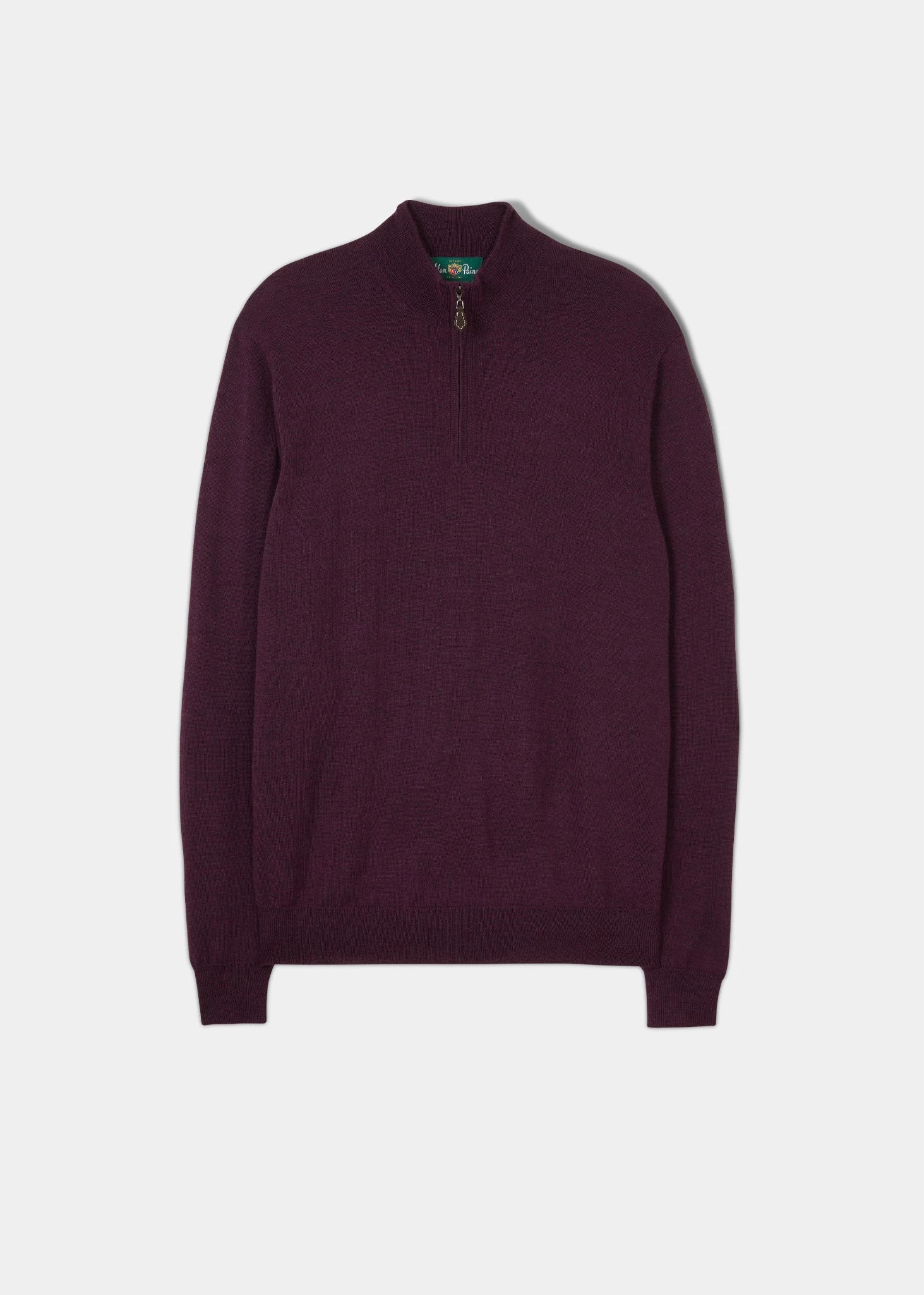Barton Merino Wool 1/4 Zip Mock Jumper In Black Grape - Regular Fit 1 Barton Merino Wool 1/4 Zip Mock Jumper In Black Grape - Regular Fit