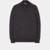 Barton Merino Wool 1/4 Zip Mock Jumper In Dark Brown - Regular Fit -Elegant Wear World barton merino quater zip mock neck jumper dark brown 1