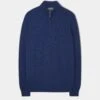 Cairns Geelong Wool 1/4 Zip Jumper In Indigo - Regular Fit -Elegant Wear World cairns geelong wool quater zip jumper indigo 1