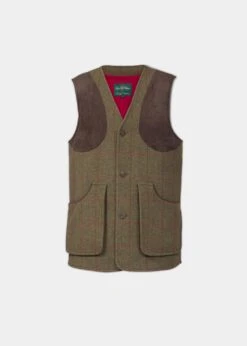 Combrook Men's Tweed Shooting Waistcoat In Sage - Shooting Fit