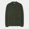 Cornwall Lambswool Cardigan In Rosemary - Classic Fit -Elegant Wear World cornwall mens lambswool cardigan camel rosemary