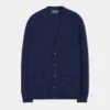 Cornwall Lambswool Cardigan In Indigo - Classic Fit -Elegant Wear World cornwall mens lambswool cardigan indigo