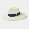 Emelle Straw Hat With Navy Blue Ribbon. -Elegant Wear World emelle natural navy ribbon straw hat 1