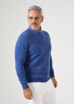 Brisbane Geelong Wool Jumper In Indigo - Regular Fit -Elegant Wear World geelong wool jumper indigo 5