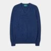 Albury Geelong Wool Jumper In Indigo - Regular Fit -Elegant Wear World geelong wool vee neck sweater indigo