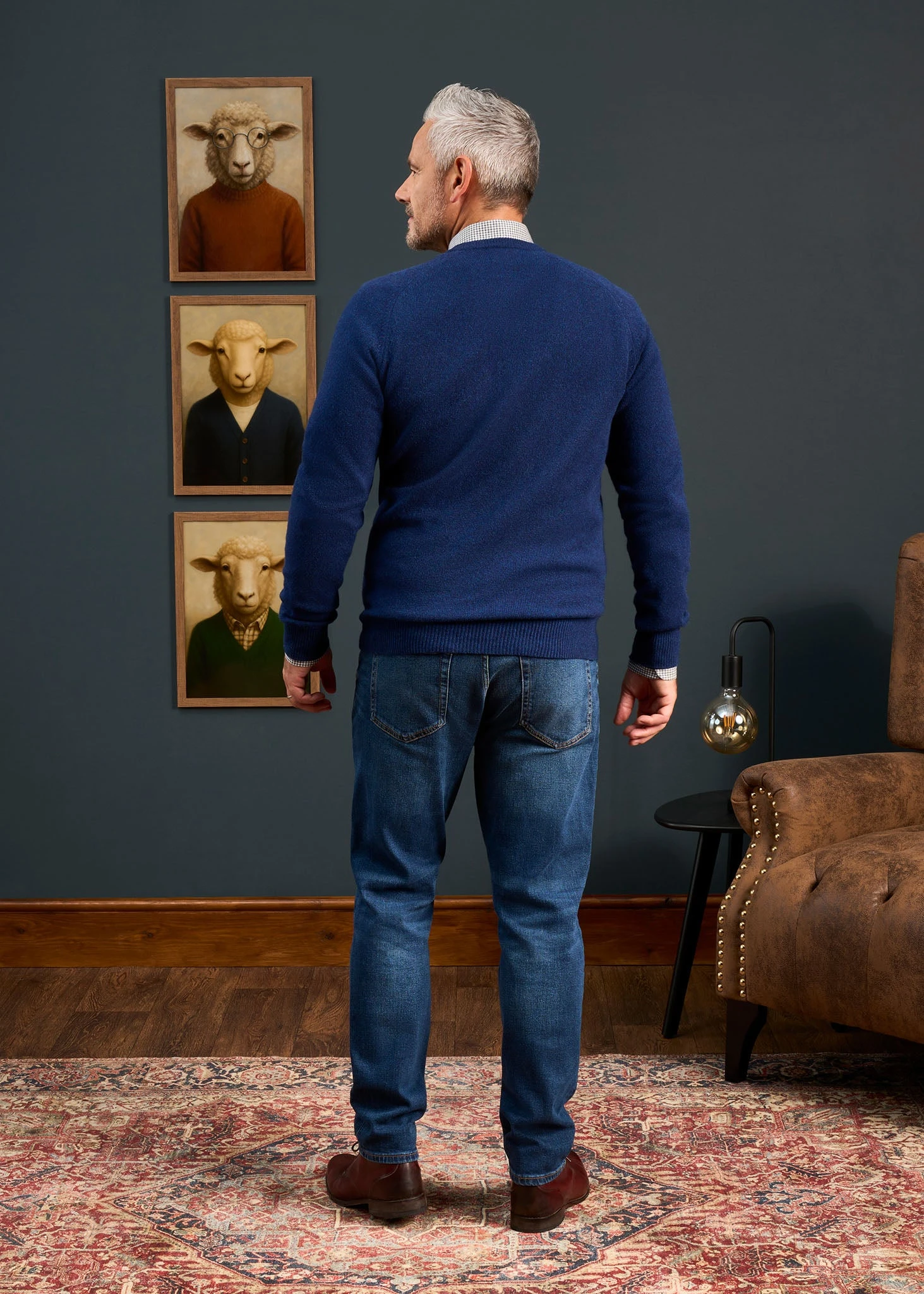 Hampshire Lambswool Jumper In Indigo - Classic Fit 4 Hampshire Lambswool Jumper In Indigo - Classic Fit - Image 4