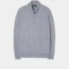 Hanbury Cashmere Zipped Mock Neck Jumper In Light Grey Mix - Regular Fit -Elegant Wear World hanbury cashmere zipped mock neck jumper light grey mix 1