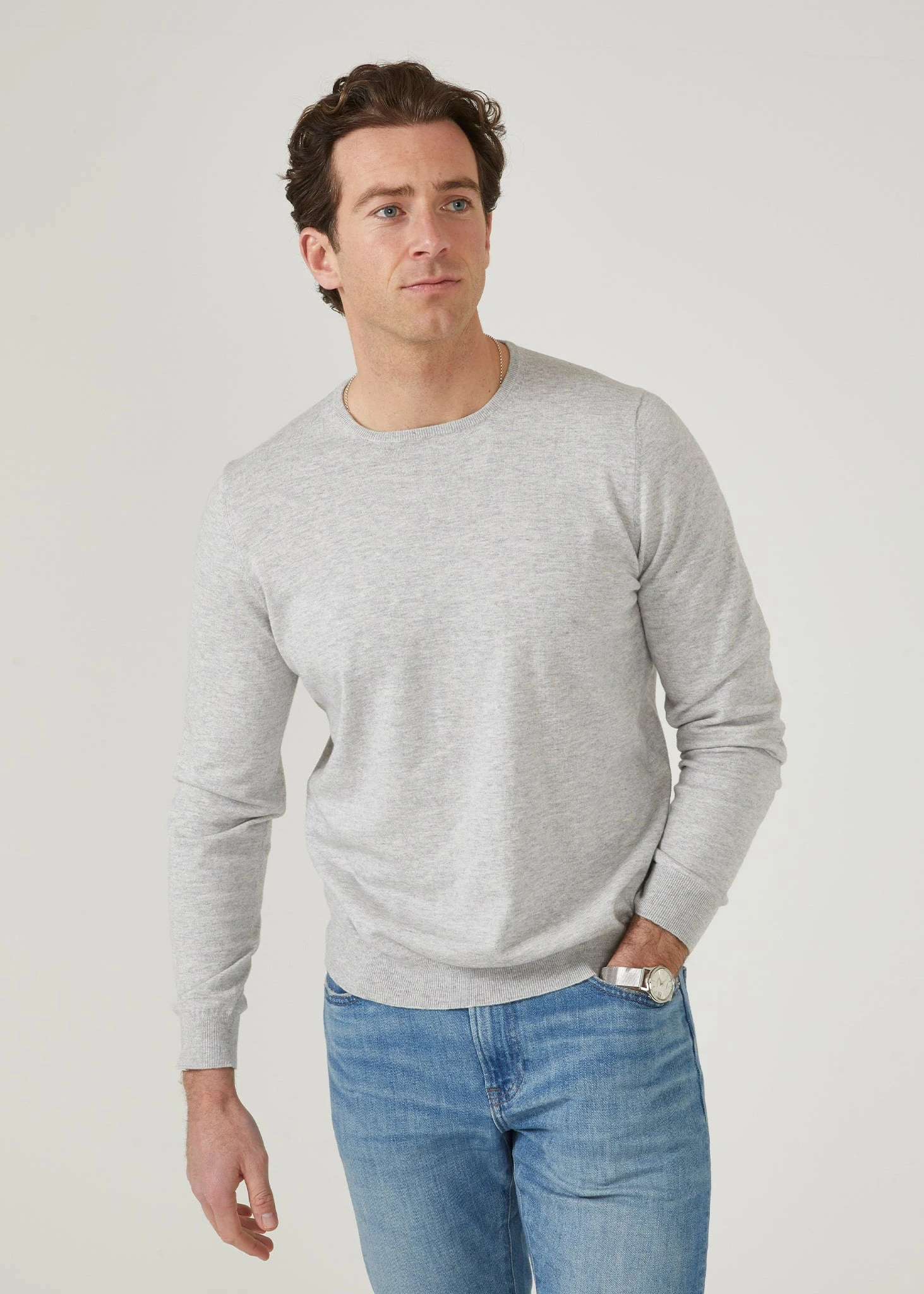 Harlington Luxury Cotton Jumper In Dove 2 Harlington Luxury Cotton Jumper In Dove - Image 2