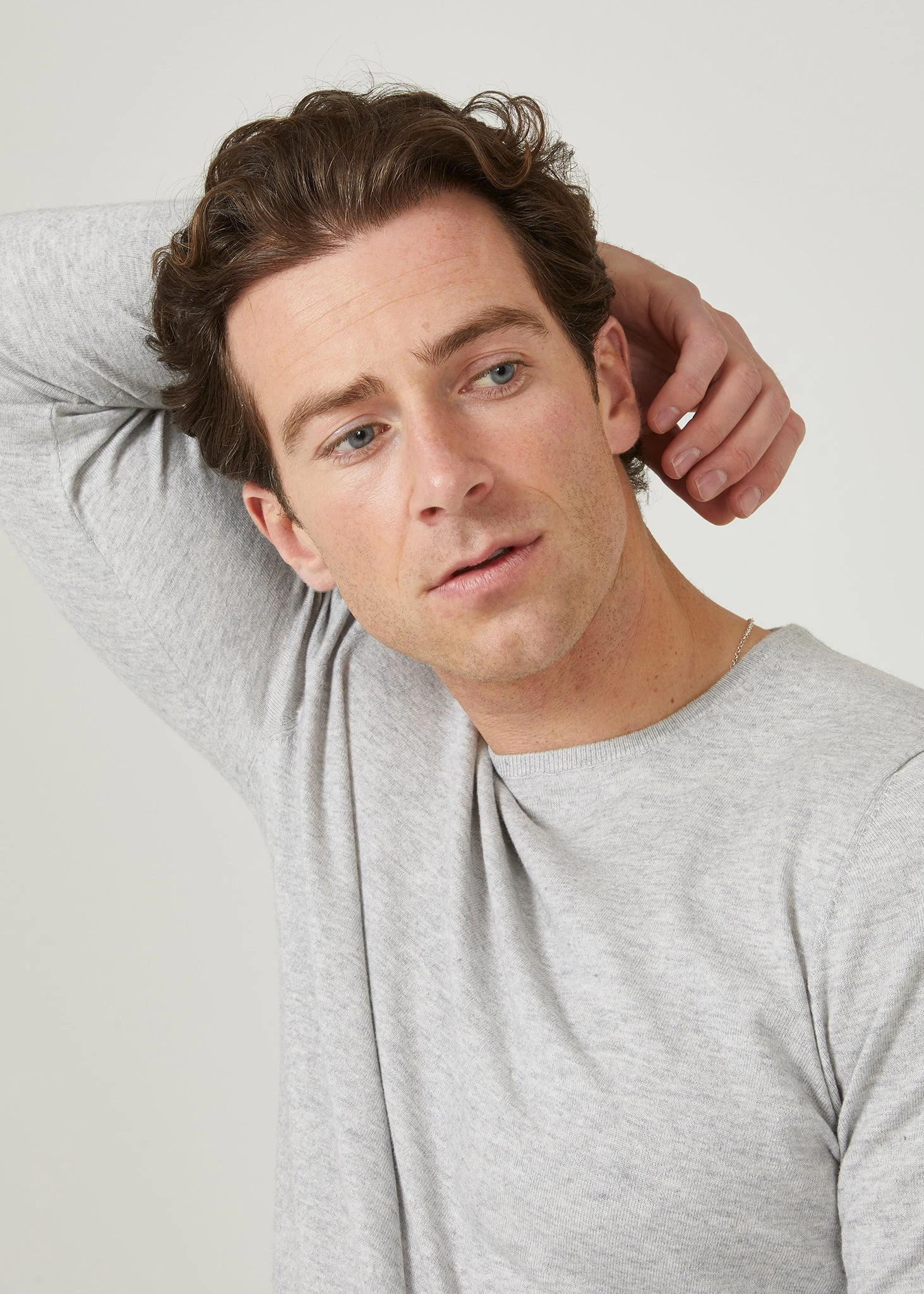 Harlington Luxury Cotton Jumper In Dove 5 Harlington Luxury Cotton Jumper In Dove - Image 5