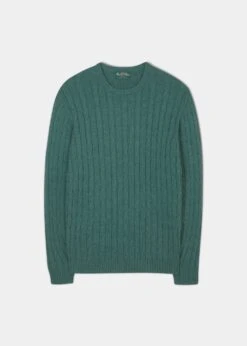 Honley Cotton Cashmere Cable Knit Jumper In Moorland