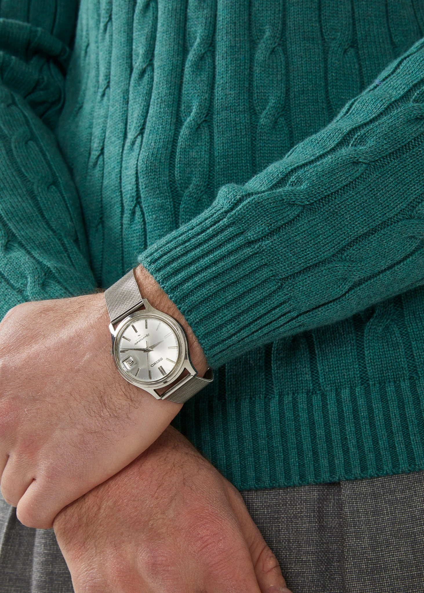 Honley Cotton Cashmere Cable Knit Jumper In Moorland 4 Honley Cotton Cashmere Cable Knit Jumper In Moorland - Image 4