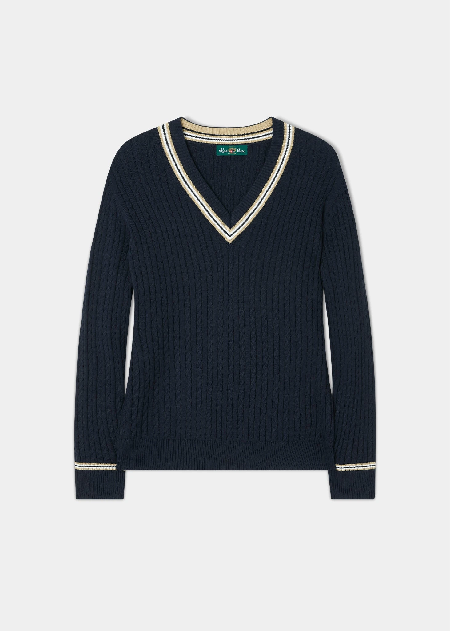 Ladies Cable Knit Cricket Jumper In Dark Navy 1 Ladies Cable Knit Cricket Jumper In Dark Navy