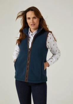 Aylsham Ladies Fleece Gilet In Blue Steel - Regular Fit -Elegant Wear World ladies fleece gilet blue steel 3