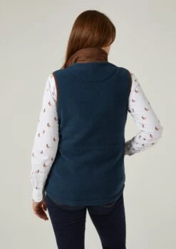 Aylsham Ladies Fleece Gilet In Blue Steel - Regular Fit -Elegant Wear World ladies fleece gilet blue steel 4