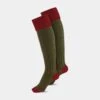Ladies Shooting Socks - Red & Olive -Elegant Wear World ladies shooting socks red olive