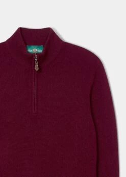 Sutherland Lambswool 1/4 Zip Jumper In Bordeaux - Regular Fit 18 Sutherland Lambswool 1/4 Zip Jumper In Bordeaux - Regular Fit -Elegant Wear World lambswool half zip jumper bordeaux 2