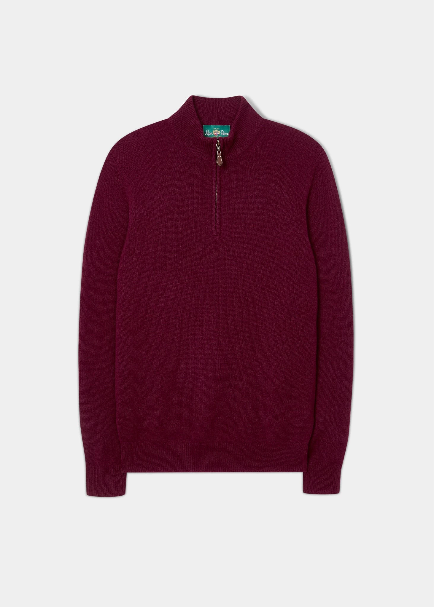 Sutherland Lambswool 1/4 Zip Jumper In Bordeaux - Regular Fit 1 Sutherland Lambswool 1/4 Zip Jumper In Bordeaux - Regular Fit