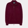Ballater Lambswool Zipped Jumper In Bordeaux - Regular Fit -Elegant Wear World lambswool half zip sweater bordeaux