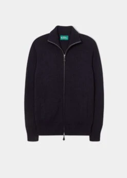 Ballater Lambswool Zipped Jumper In Navy - Regular Fit