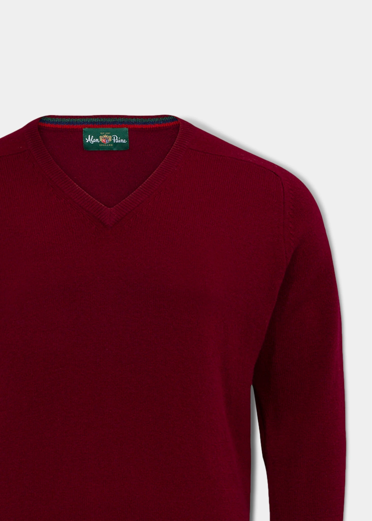 Streetly Men's V Neck Jumper In Bordeaux - Classic Fit 2 Streetly Men's V Neck Jumper In Bordeaux - Classic Fit - Image 2