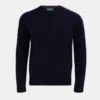 Streetly Men's V Neck Jumper In Navy - Classic Fit -Elegant Wear World lambswool vee neck jumper navy