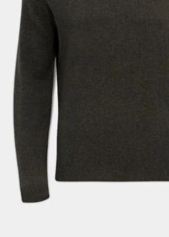 Streetly Men's V Neck Jumper In Seaweed - Classic Fit -Elegant Wear World lambswool vee neck jumper seaweed 3