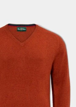 Streetly Men's V Neck Jumper In Tiger - Classic Fit -Elegant Wear World lambswool vee neck jumper tiger 2