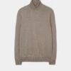 Linton Merino Wool Roll Neck Jumper In Mushroom - Regular Fit -Elegant Wear World linton mens merino wool roll neck jumper mushroom 1