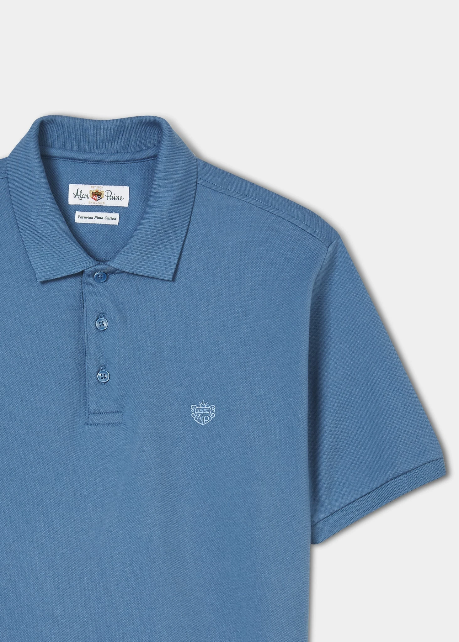 Fritton Pique Polo Shirt In Mid Blue 4 Fritton Pique Polo Shirt In Mid Blue - Image 4