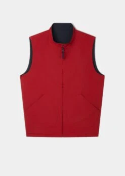 Lettoch Reversible Lightweight Summer Gilet In Navy And Red - Regular Fit -Elegant Wear World ls2015 lettoch lightweight summer gilet navy red reverse
