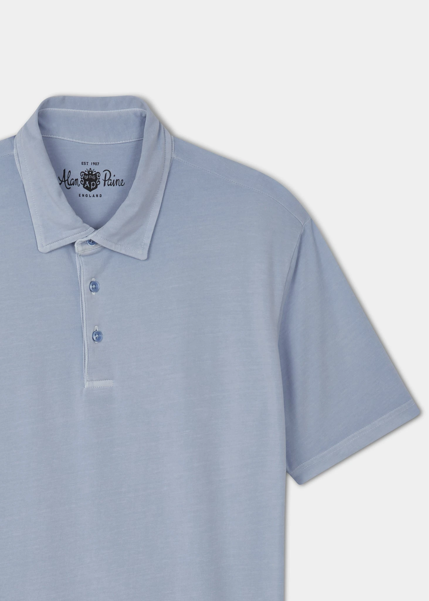 Tutbury Faded Dye Polo Shirt In Light Blue - Without Emblem 2 Tutbury Faded Dye Polo Shirt In Light Blue - Without Emblem - Image 2