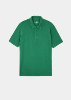 Tutbury Faded Dye Polo Shirt In Pine - Without Emblem