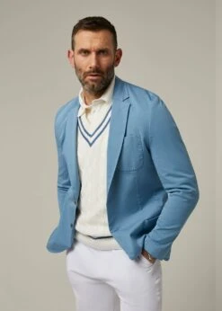 Heymouth Men's Cotton Blazer In Airforce -Elegant Wear World ls2214 heymouth cotton blazer airforce 2