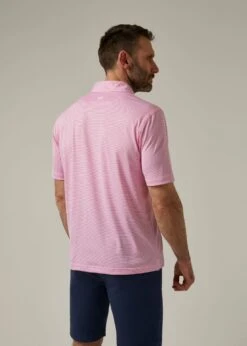Waterbeach Striped Polo Shirt In Carnation - Sports Fit -Elegant Wear World ls2302 waterbeach short sleeve polo s2356 3