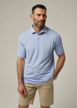 Rockbourne Performance Polo In Light Blue - Sports Fit -Elegant Wear World ls2303 rockbourne short sleeve polo light blue 2