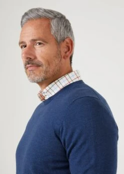 Radstone Men's Merino Wool Jumper In Indigo - Regular Fit -Elegant Wear World mens Merino Wool Jumper Indigo 4