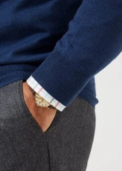 Radstone Men's Merino Wool Jumper In Indigo - Regular Fit -Elegant Wear World mens Merino Wool Jumper Indigo 5