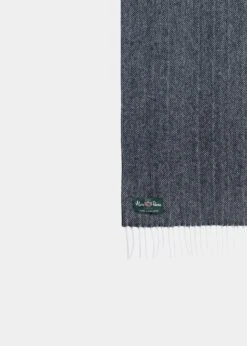 Elegant Wear World -Elegant Wear World mens cashmere herringbone scarf charcoal 2