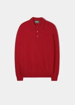 Men's Geelong Lambswool Long Sleeve Polo Shirt In Aztec- Regular Fit