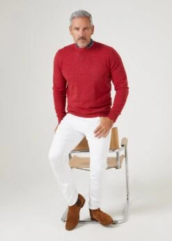 Brisbane Geelong Wool Jumper In Poppy Melange - Regular Fit 13 Brisbane Geelong Wool Jumper In Poppy Melange - Regular Fit -Elegant Wear World mens geelong wool jumper poppy melange 3