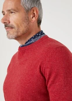 Brisbane Geelong Wool Jumper In Poppy Melange - Regular Fit 14 Brisbane Geelong Wool Jumper In Poppy Melange - Regular Fit -Elegant Wear World mens geelong wool jumper poppy melange 4
