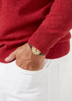 Brisbane Geelong Wool Jumper In Poppy Melange - Regular Fit 15 Brisbane Geelong Wool Jumper In Poppy Melange - Regular Fit -Elegant Wear World mens geelong wool jumper poppy melange 5